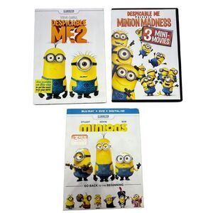 3 DVD/ Blu-Ray Lot - Despicable Me 2, Minions, Minion Madness